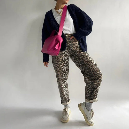 CLEO | Vintage broek met leopardstof